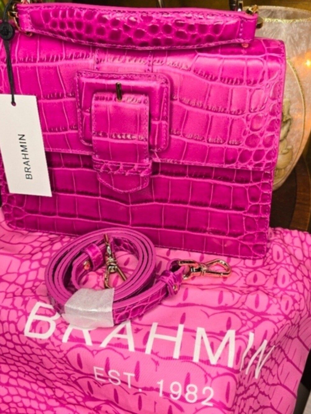 Brahmin Small Hallie Satchel Empower Tangsi Pink